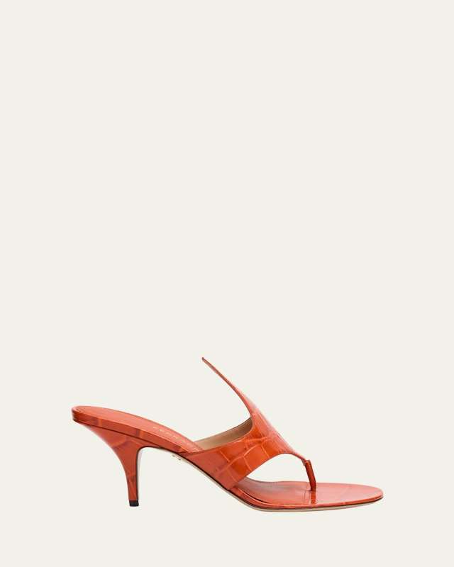 Lyrai Croco Thong Slide Sandals